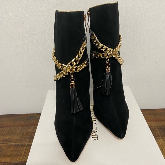 New Things II Come Keiisha Luxurious Chain Block Heel Boots - Picture 6 of 7